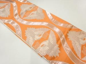 立涌に向かい松喰鶴模様織出しリバーシブル袋帯